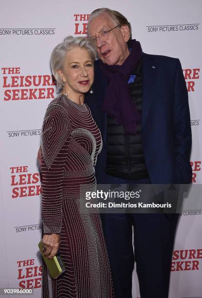 Helen Mirren and Donald Sutherland attend "The Leisure Seeker" New York Screening at AMC Loews Lincoln Square on January 11, 2018 in New York City.