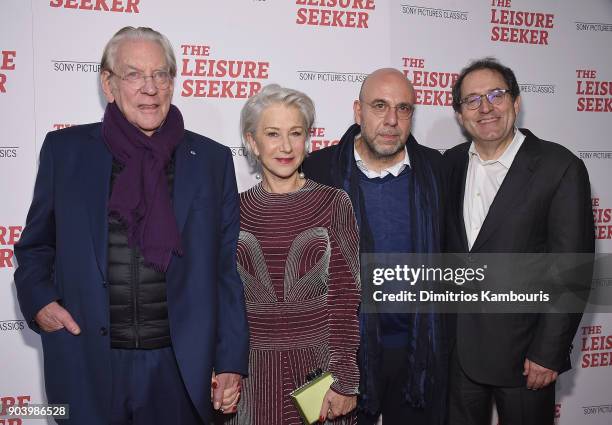 Donald Sutherland, Helen Mirren, director Paolo Virzi and Michael Barker attend "The Leisure Seeker" New York Screening at AMC Loews Lincoln Square...