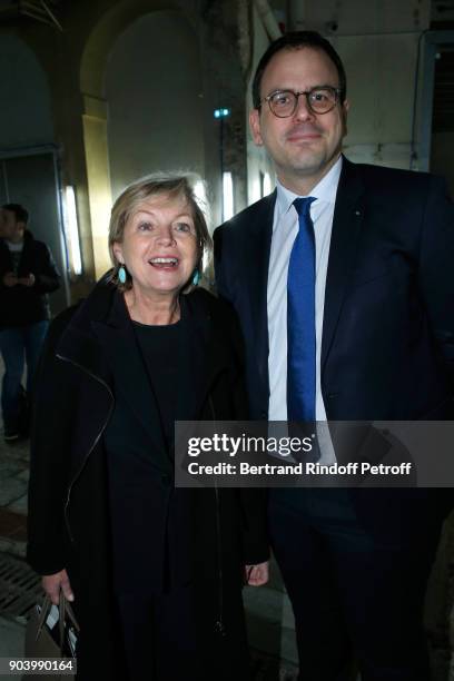 President of Grand Palais Sylvie Hubac and CEO of 'Monnaie de Paris' Aurelien Rousseau attend the Vendorama Exhibition as Boucheron Celebrates its...