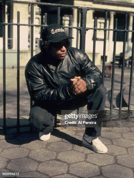Rapper Eazy-E poses for a portrait in April 1990 in Union Square in New York, New York.