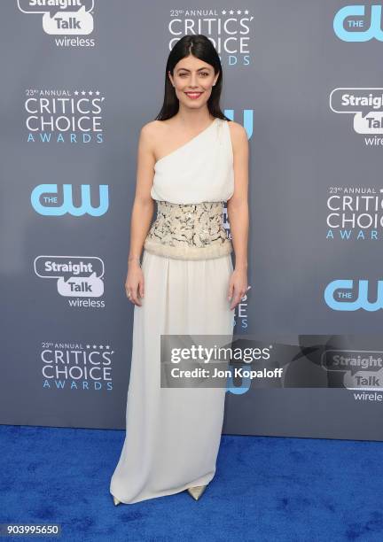 Actor Alessandra Mastronardi attends The 23rd Annual Critics' Choice Awards at Barker Hangar on January 11, 2018 in Santa Monica, California.