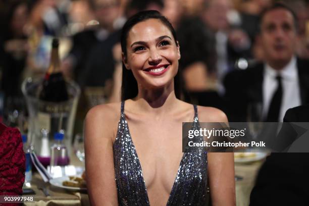 Actor Gal Gadot attends The 23rd Annual Critics' Choice Awards at Barker Hangar on January 11, 2018 in Santa Monica, California.