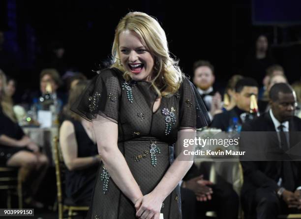 Actor-producer Elisabeth Moss attends The 23rd Annual Critics' Choice Awards at Barker Hangar on January 11, 2018 in Santa Monica, California.