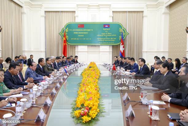 Prime minister Li Keqiang meeting with Cambodia prime minister Hun Sen on 11th January 2018 in Phnom Penh,Cambodia.