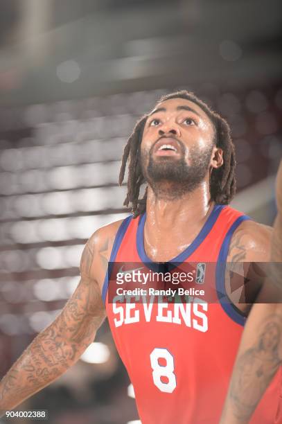 James Young of the Delaware 87ers looks on during the game against the Salt Lake City Stars at the NBA G League Showcase Game 12 on January 11, 2018...