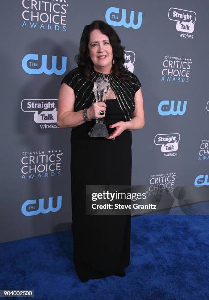 Actor Ann Dowd poses with the award for Best Supporting Actress in a Drama Series for 'The Handmaids Tale' in the press room during The 23rd Annual...