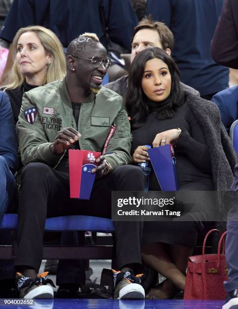 Mamadou Sakho attends the Philadelphia 76ers and Boston Celtics NBA London game at The O2 Arena on January 11, 2018 in London, England.