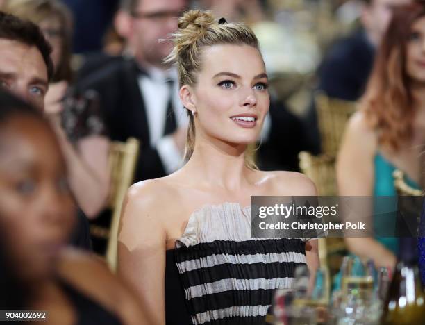 Actor Margot Robbie attends The 23rd Annual Critics' Choice Awards at Barker Hangar on January 11, 2018 in Santa Monica, California.