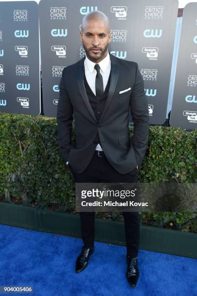 Actor Ricky Whittle attends Moet & Chandon celebrate The 23rd Annual Critics' Choice Awards at Barker Hangar on January 11, 2018 in Santa Monica,...