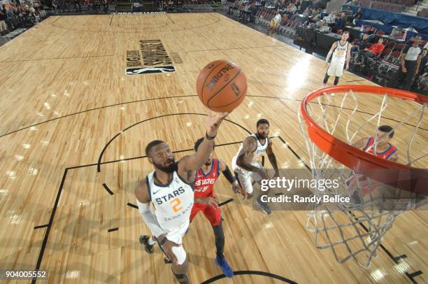 Erik McCree of the Salt Lake City Stars shoots the ball during the game against the Delaware 87ers at the NBA G League Showcase Game 12 on January...