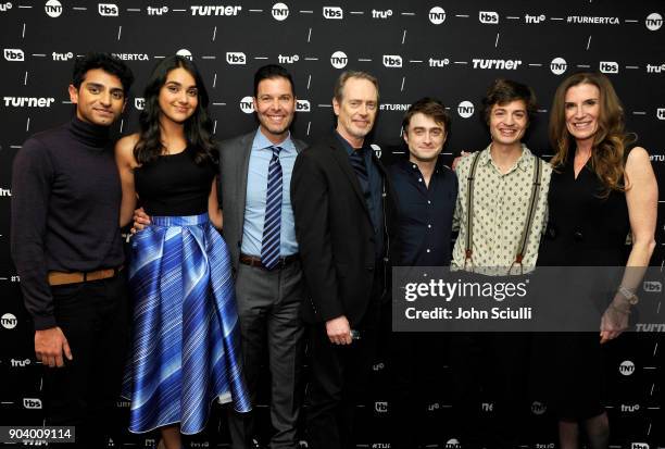 Actors Karan Soni, Geraldine Viswanathan, EVP of Programming, TBS, Brett Weitz, actors Steve Buscemi, Daniel Radcliffe, Executive producer Simon Rich...