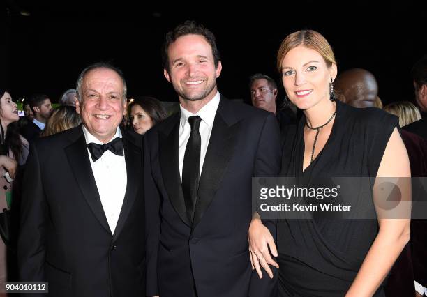 Visual effects artists Joe Letteri and Dan Lemmon with guest attend The 23rd Annual Critics' Choice Awards at Barker Hangar on January 11, 2018 in...