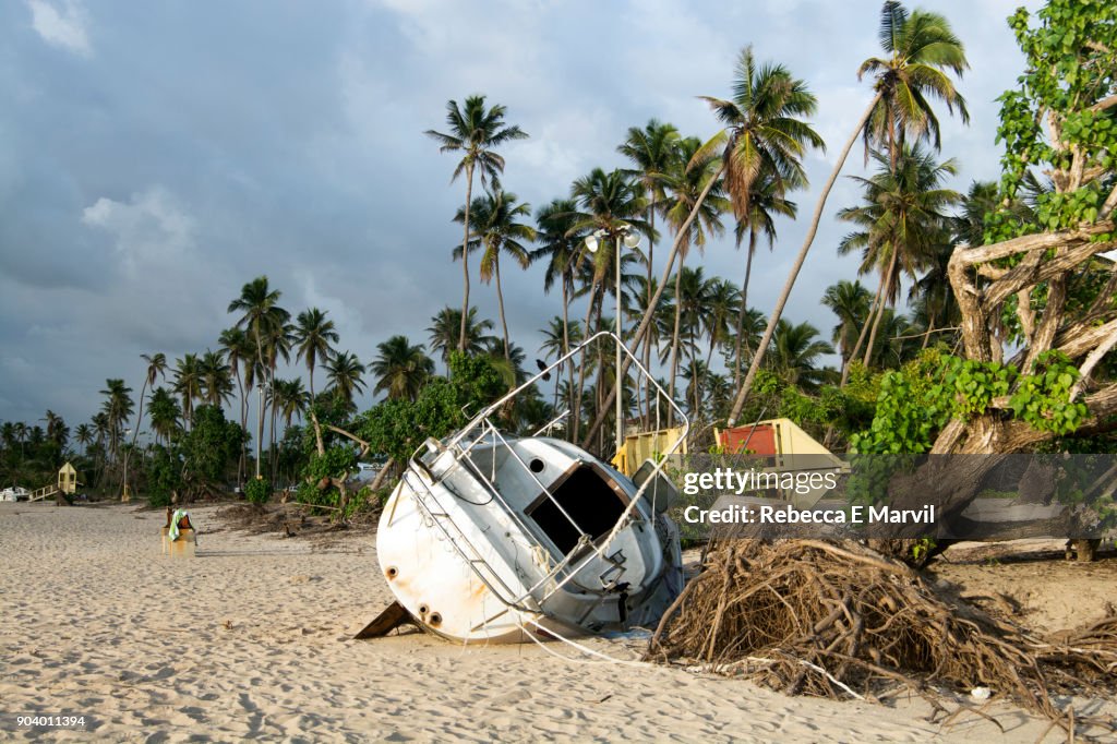 Sailboat destroyed by Hurricane Maria