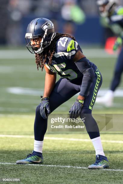 Richard Sherman of the Seattle Seahawks in action during the game against the Houston Texans at CenturyLink Field on October 29, 2017 in Seattle,...