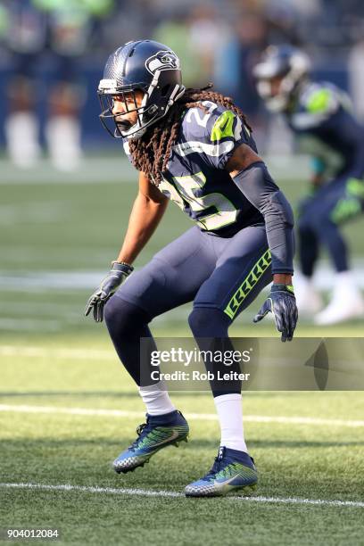 Richard Sherman of the Seattle Seahawks in action during the game against the Houston Texans at CenturyLink Field on October 29, 2017 in Seattle,...