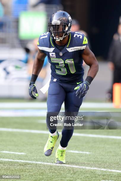 Kam Chancellor of the Seattle Seahawks in action during the game against the Houston Texans at CenturyLink Field on October 29, 2017 in Seattle,...