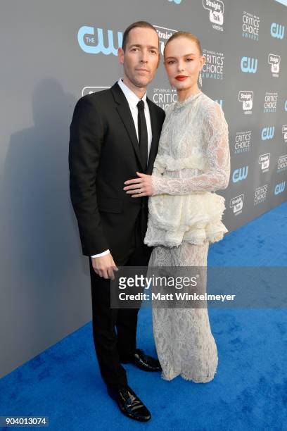 Actors Michael Polish and Kate Bosworth attend The 23rd Annual Critics' Choice Awards at Barker Hangar on January 11, 2018 in Santa Monica,...