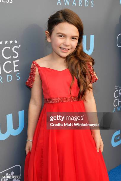 Actor Brooklynn Prince attends The 23rd Annual Critics' Choice Awards at Barker Hangar on January 11, 2018 in Santa Monica, California.