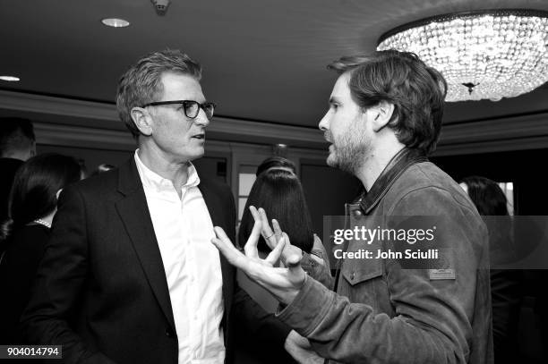 President, TNT & TBS / Chief Creative Officer, Turner Entertainment, Kevin Reilly and actor Daniel Bruhl of 'The Alienist' pose in the green room...