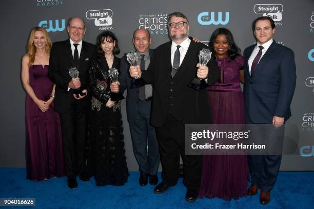 Screenwriter Vanessa Taylor, actors Richard Jenkins, Sally Hawkins, producer J. Miles Dale, director Guillermo del Toro, actors Octavia Spencer and...