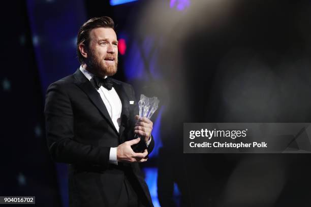 Actor Ewan McGregor accepts Best Actor in a Movie/Limited Series for 'Fargo' onstage during The 23rd Annual Critics' Choice Awards at Barker Hangar...