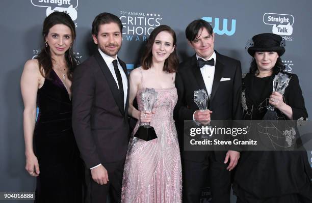 Actors Marin Hinkle, Michael Zegen, Rachel Brosnahan, fillmmakers Dan Palladino and Amy Sherman-Palladino, recipients of the Best Comedy Series award...