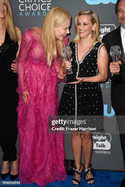 Actors Nicole Kidman and Reese Witherspoon, recipients of the Best Limited Series award for 'Big Little Lies', pose in the press room during The 23rd...