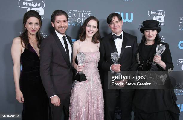 Actors Marin Hinkle, Michael Zegen, Rachel Brosnahan, fillmmakers Dan Palladino and Amy Sherman-Palladino, recipients of the Best Comedy Series award...