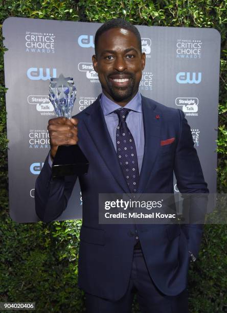 Sterling K. Brown attends Moet & Chandon celebrate The 23rd Annual Critics' Choice Awards at Barker Hangar on January 11, 2018 in Santa Monica,...