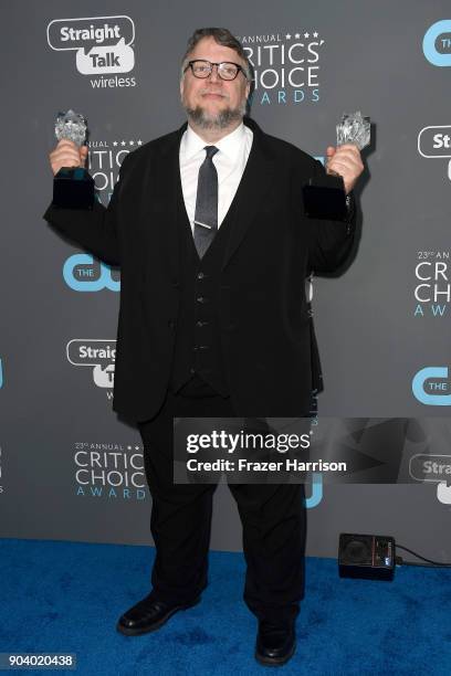 Director Guillermo del Toro, recipient of the Best Director and Best Picture awards for The Shape of Water, poses in the press room during The 23rd...