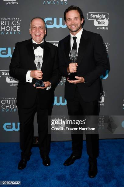 Visual effects artists Joe Letteri and Dan Lemmon, recipients of the Best Visual Effects award for 'War for the Planet of the Apes', pose in the...