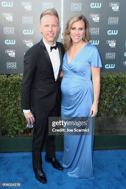 Songwriter Justin Paul and Asher Fogle Paul attend the 23rd Annual Critics' Choice Awards on January 11, 2018 in Santa Monica, California.