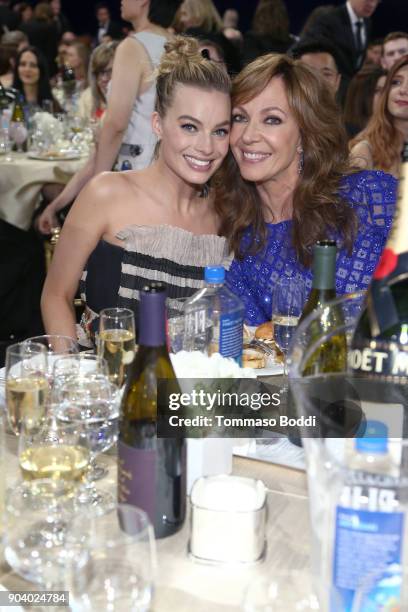 Margot Robbie and Allison Janney attend the 23rd Annual Critics' Choice Awards on January 11, 2018 in Santa Monica, California.