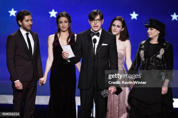 Actor Michael Zegen, Marin Hinkle, filmmaker Dan Palladino, actor Rachel Brosnahan and filmmaker Amy Sherman-Palladino speak onstage during The 23rd...