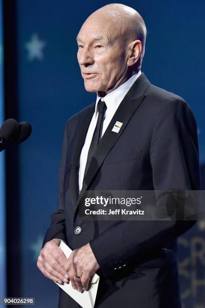 Actor Patrick Stewart attends The 23rd Annual Critics' Choice Awards at Barker Hangar on January 11, 2018 in Santa Monica, California.