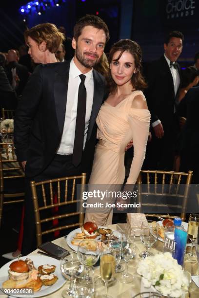 Actors Sebastian Stan and Alison Brie attend the 23rd Annual Critics' Choice Awards on January 11, 2018 in Santa Monica, California.