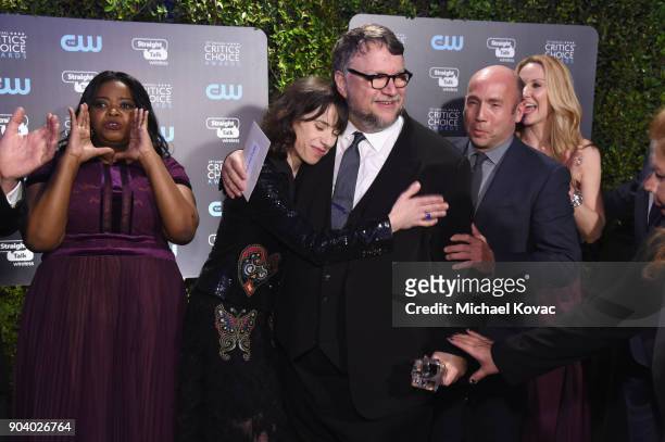 Actor Octavia Spencer, Sally Hawkins, director Guillermo del Toro, producer J. Miles Dale, and writer Vanessa Taylor attend Moet & Chandon celebrate...