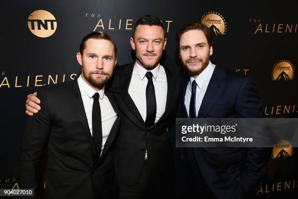 Brian Geraghty, Luke Evans and Daniel Bruhl attend The Alienist - LA Premiere Event at Paramount Studios on January 11, 2018 in Hollywood,...