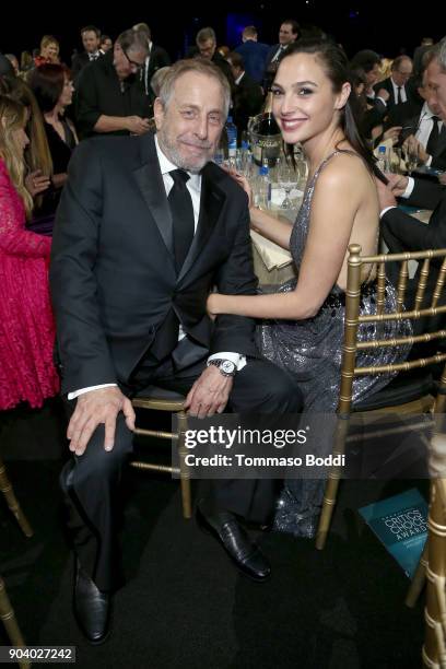 Producer Charles Roven and actor actor Gal Gadot attend the 23rd Annual Critics' Choice Awards on January 11, 2018 in Santa Monica, California.
