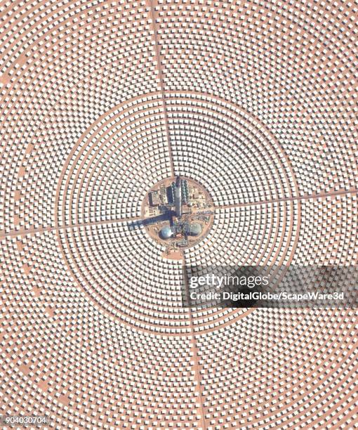 DigitalGlobe via Getty Images satellite image of the Ouarzazate Solar Power Station in Morocco.