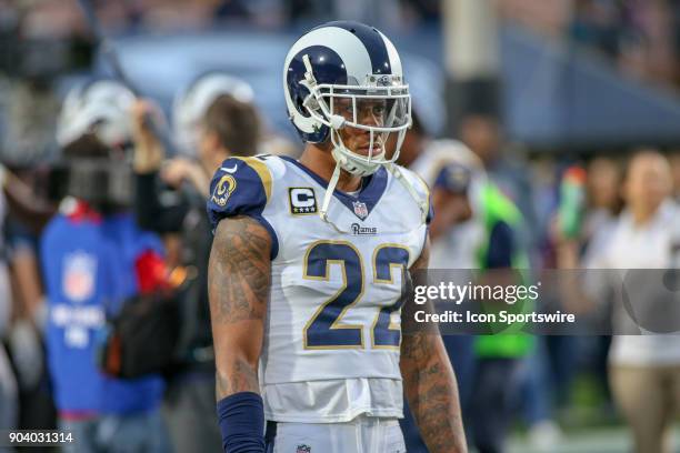 Los Angeles Rams cornerback Trumaine Johnson during the NFC Wild Card football game between the Atlanta Falcons and the Los Angeles Rams on January...