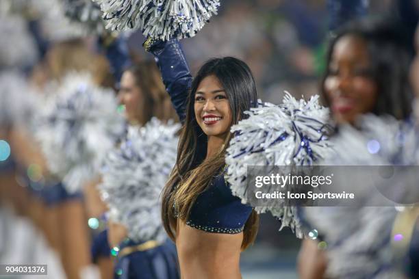 Los Angeles Rams cheerleader during the NFC Wild Card football game between the Atlanta Falcons and the Los Angeles Rams on January 06, 2018 at the...