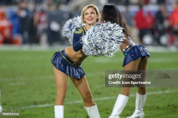 Los Angeles Rams cheerleaders during the NFC Wild Card football game between the Atlanta Falcons and the Los Angeles Rams on January 06, 2018 at the...