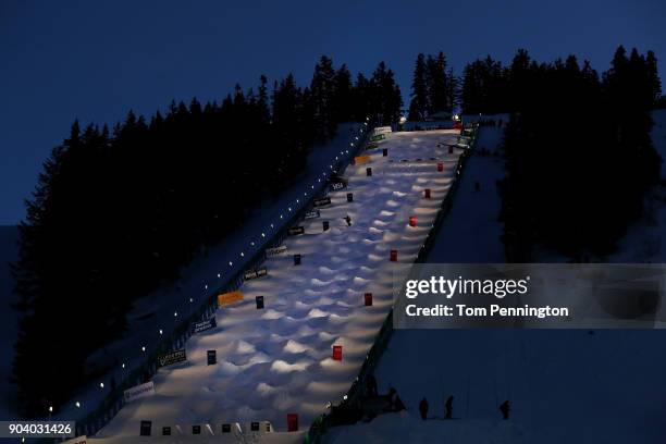 View during the Men's Moguls qualifying during the 2018 FIS Freestyle Ski World Cup at Deer Valley Resort on January 11, 2018 in Park City, Utah.