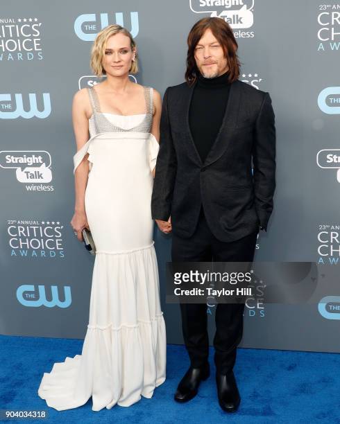 Diane Kruger and Norman Reedus attend the 23rd Annual Critics' Choice Awards at Barker Hangar on January 11, 2018 in Santa Monica, California.