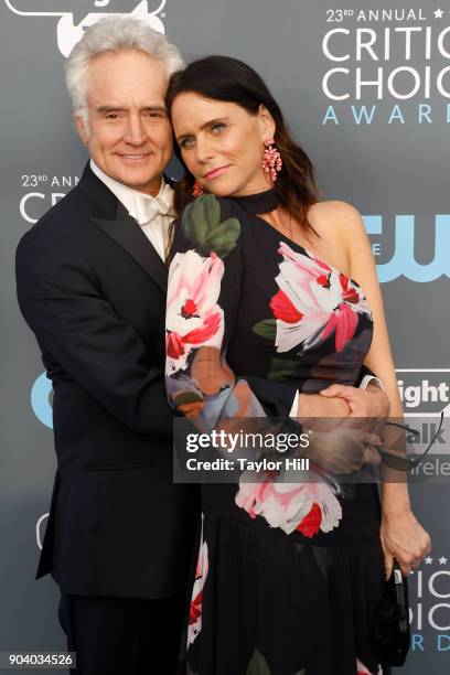 Bradley Whitford and Amy Landecker attend the 23rd Annual Critics' Choice Awards at Barker Hangar on January 11, 2018 in Santa Monica, California.