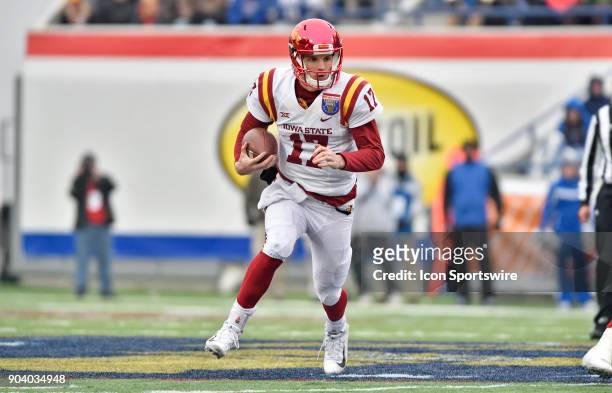 Memphis, TN Iowa State Cyclones quarterback Kyle Kempt rushes upfield during the third quarter of a NCAA college football game against the Memphis...