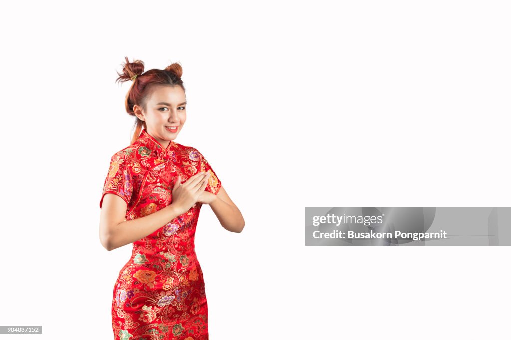 Asian woman chinese new year on isolated background