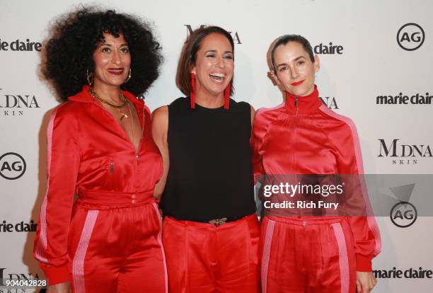 Tracee Ellis Ross, Anne Fulenwider and Karla Welch attend the Marie Claire's Image Makers Awards 2018 on January 11, 2018 in West Hollywood,...