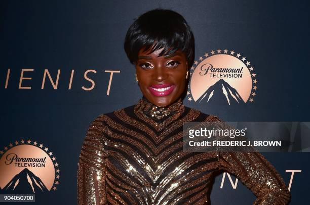 Nimi Adokiye arrives for the premiere of 'The Alienist' in Los Angeles on January 11, 2018. / AFP PHOTO / FREDERIC J. BROWN